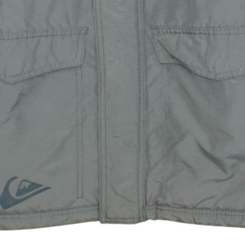 Quiksilver Womens Grey Military Jacket Size 14 Lined Mid-Length