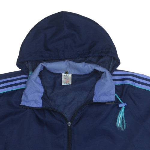 Adidas Men's Blue Medium Windbreaker Hooded Jacket