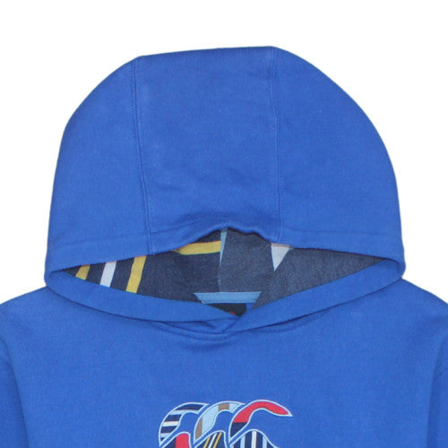 Canterbury Boys Blue Pullover Hoodie Age 14 Rugby Logo Fleece Sweatshirt