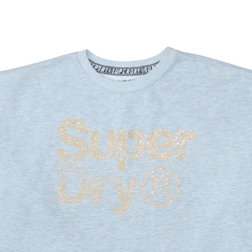 Superdry Womens Light Blue XL Crew Neck Logo Pullover Sweatshirt