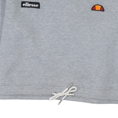 Ellesse Women's Grey Cropped Hoodie UK 14 Logo Tape Drawstring
