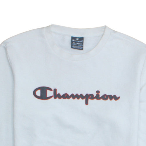 Champion Boys White 2XL Pullover Sweatshirt with Logo Detail