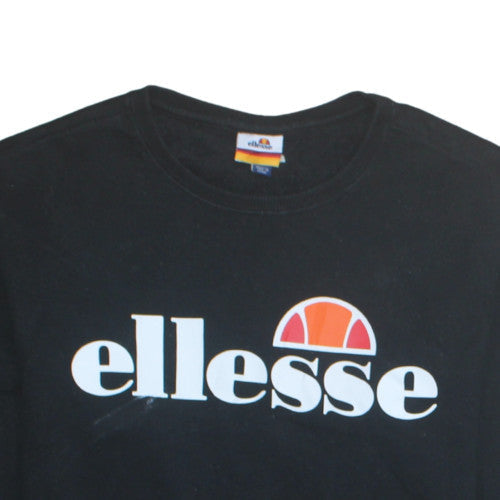 Ellesse Men's Black Pullover Sweatshirt M Crew Neck Logo Print