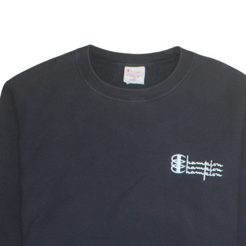 Champion Men's Black Small Reverse Weave Crew Neck Sweatshirt