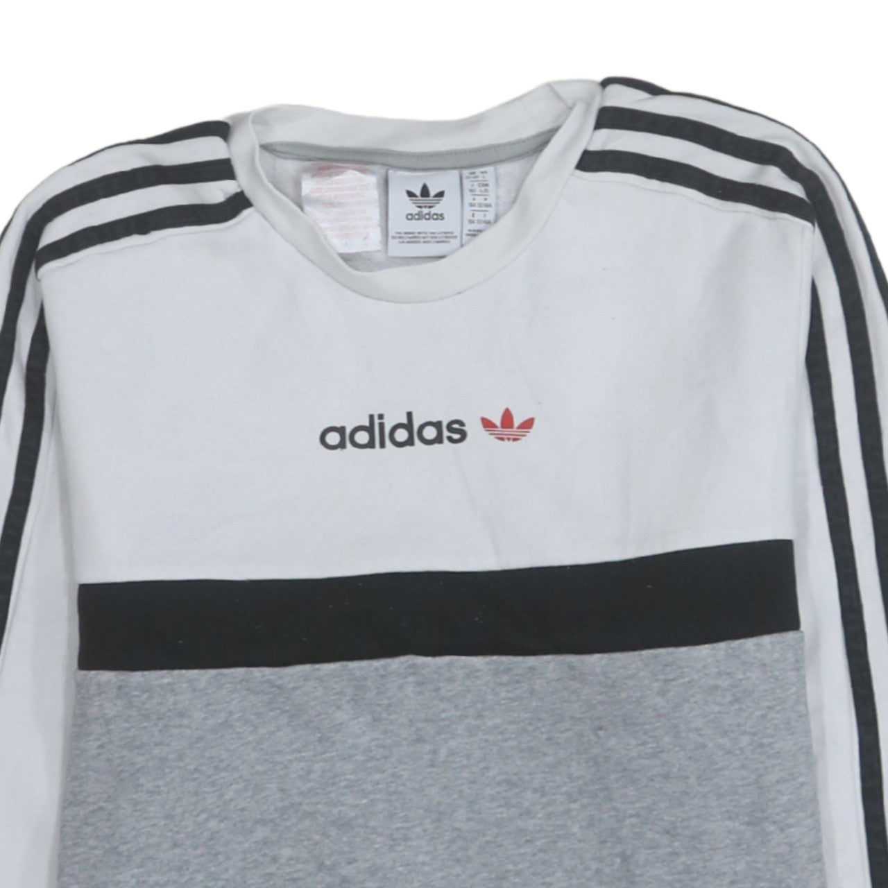 Adidas Boys Grey Colourblock Sweatshirt 13-14 Years Pullover Crew Neck