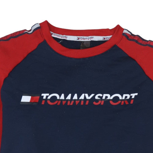 Tommy Sport Men's Blue Red Crew Neck Pullover Sweatshirt M
