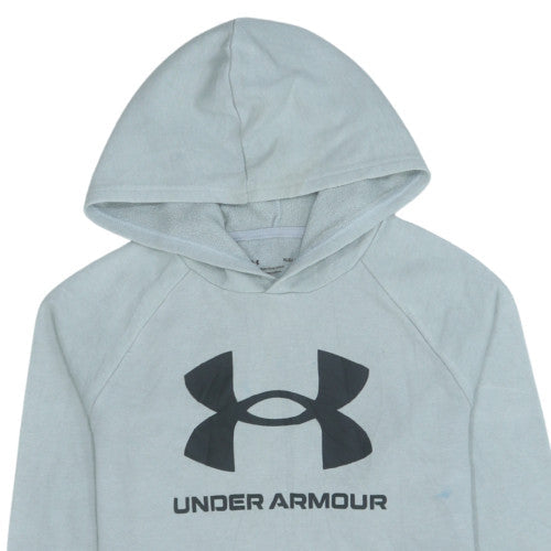 Under Armour Teens Grey Pullover Hoodie YLG Logo Fleece Sportswear
