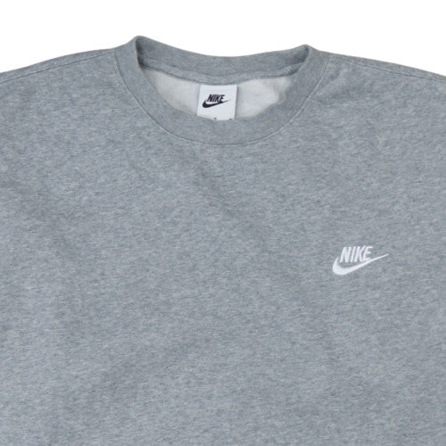 Nike Men's Grey Regular Fit Crew Neck Fleece Sweatshirt M