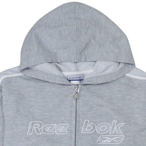 Reebok Womens Grey Full Zip Hoodie Size M Classic Logo Sportswear