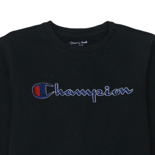 Champion Men's Black Embroidered Logo Crew Neck Sweatshirt L