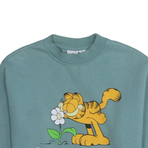 Primark Women XS Blue Garfield Graphic Crew Neck Sweatshirt