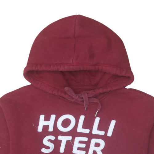 Hollister Men's Red Pullover Hoodie Small Fleece Logo Sweatshirt