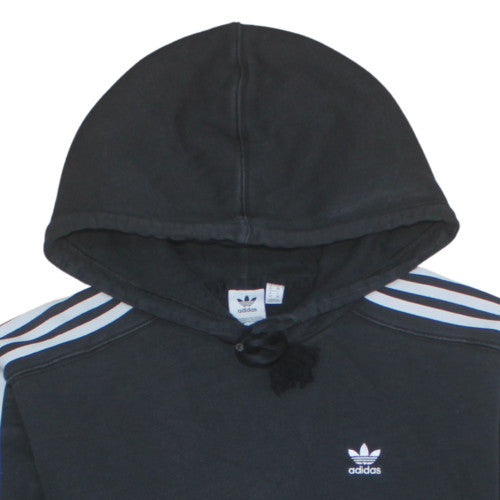 Adidas Women's Black XS Cropped Pullover Hoodie with Stripes