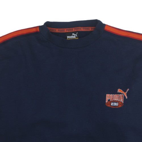 Puma Men's Blue Pullover Sweatshirt Large Crew Neck Logo Sportswear