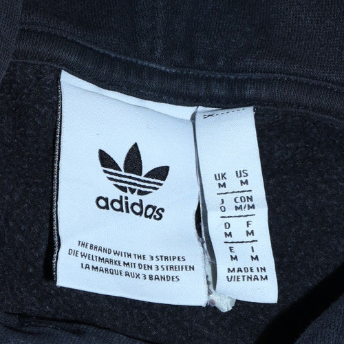 Adidas Mens Black Hoodie M Pullover Trefoil Logo Fleece Sweatshirt