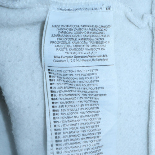 Nike Men White Pullover Sweatshirt L Crew Neck Graphic Logo Sports