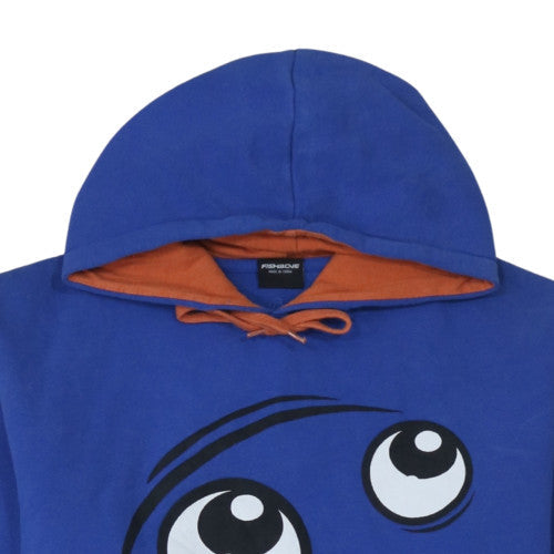 Fishbone Mens Blue XL Pullover Hoodie Graphic Funny Face Fleece
