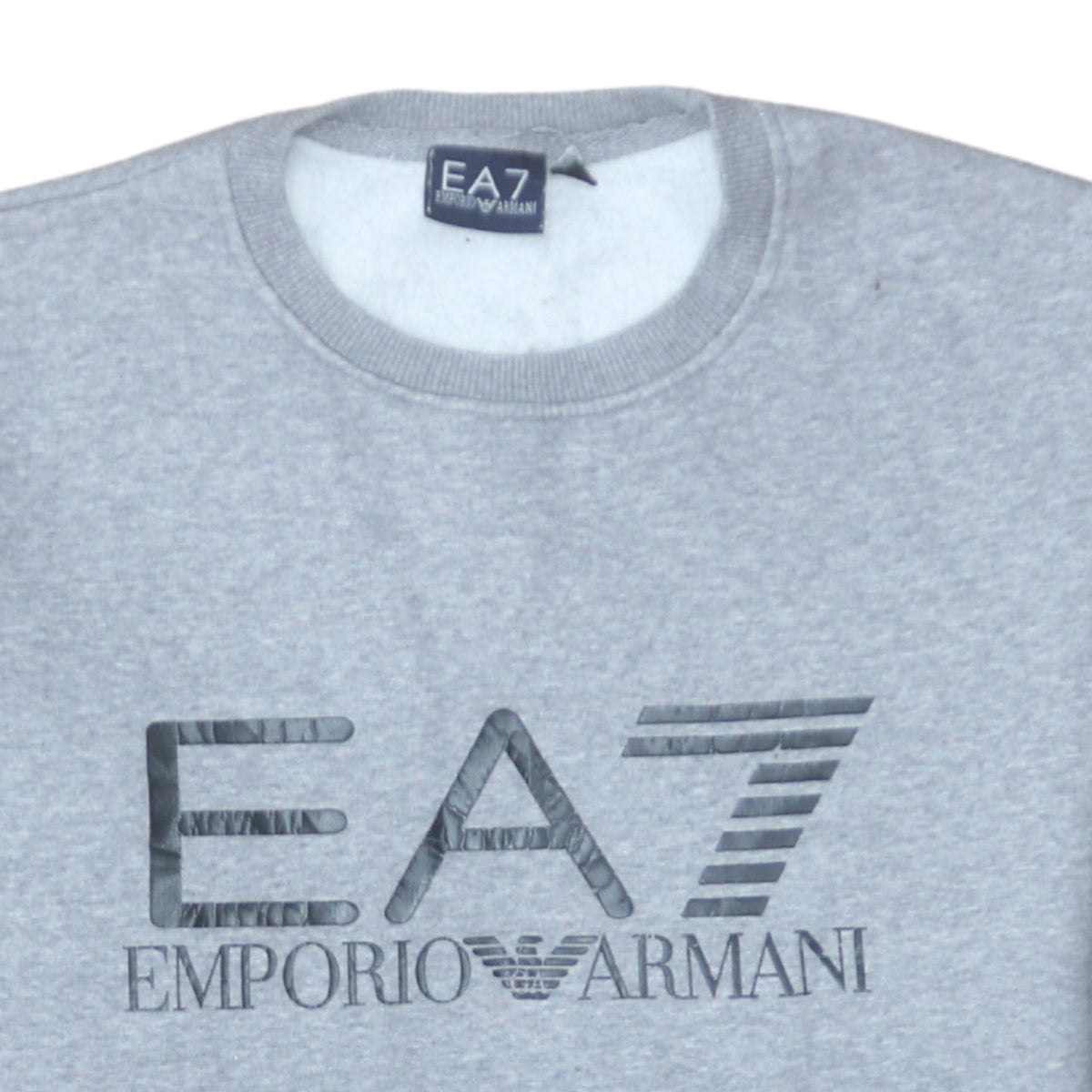 Emporio Armani EA7 Men's Grey Small Crew Neck Sweatshirt Cotton Blend