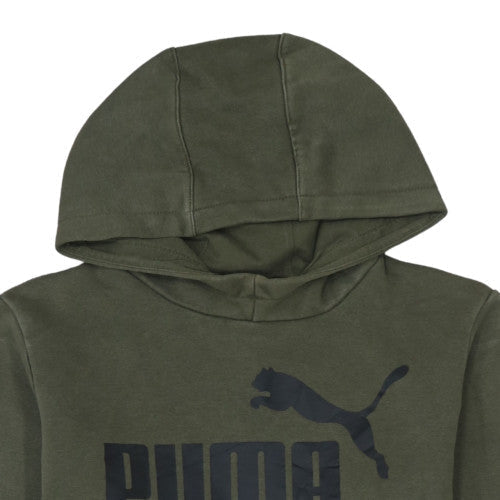 Puma Boys Green Pullover Hoodie 13-14 Years Hooded Fleece Sweatshirt