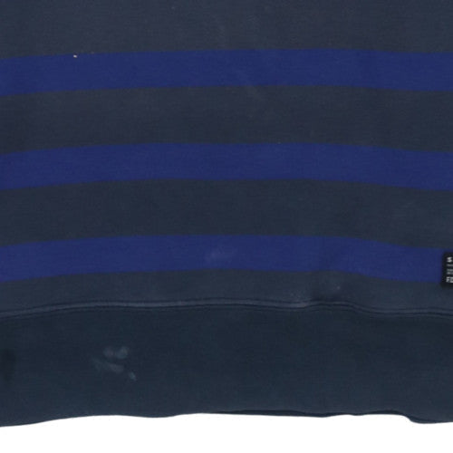Nike Men's Blue Striped Crew Neck Pullover Sweatshirt S Regular Fit