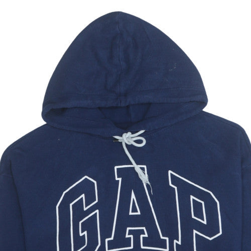 GAP Womens Navy Blue Pullover Hoodie Large Logo Sweatshirt