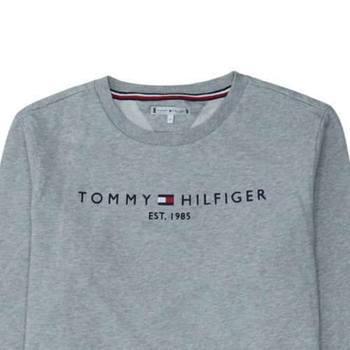 Tommy Hilfiger Men's Grey Cotton Crew Neck Logo Sweatshirt S