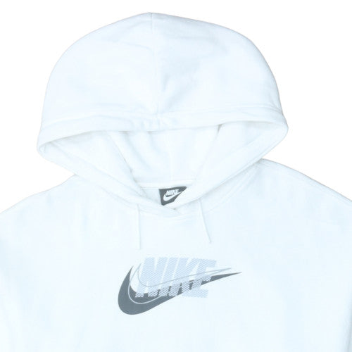 Nike Men's White Pullover Hoodie L Logo Graphic Fleece Sweatshirt