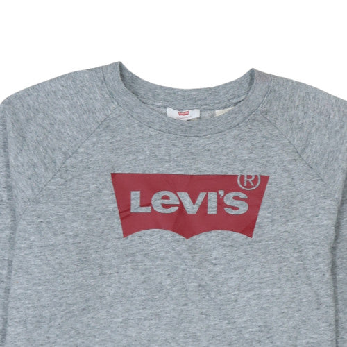 Levi's Men's Grey Crew Neck Graphic Logo Pullover Sweatshirt Size S