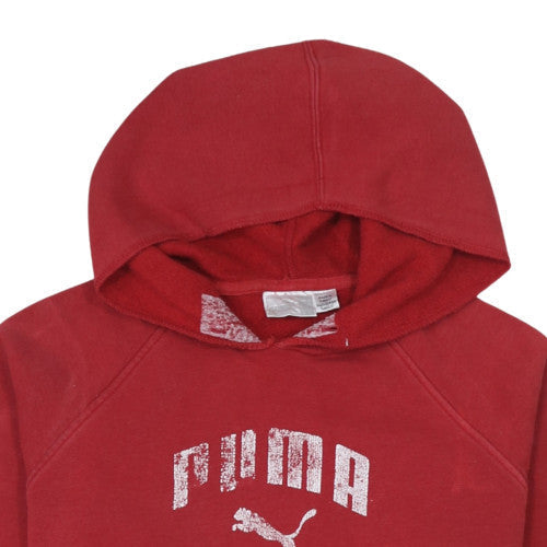 Puma Womens Red Pullover Hoodie Sweatshirt Size M Casual Logo