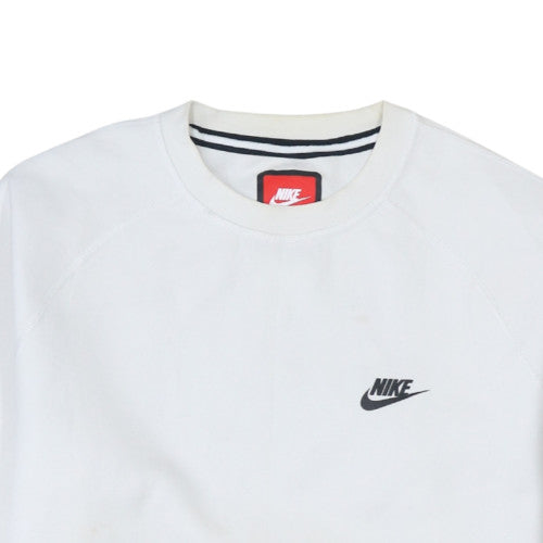 Nike Men's White M Crew Neck Logo Pullover Fleece Sweatshirt