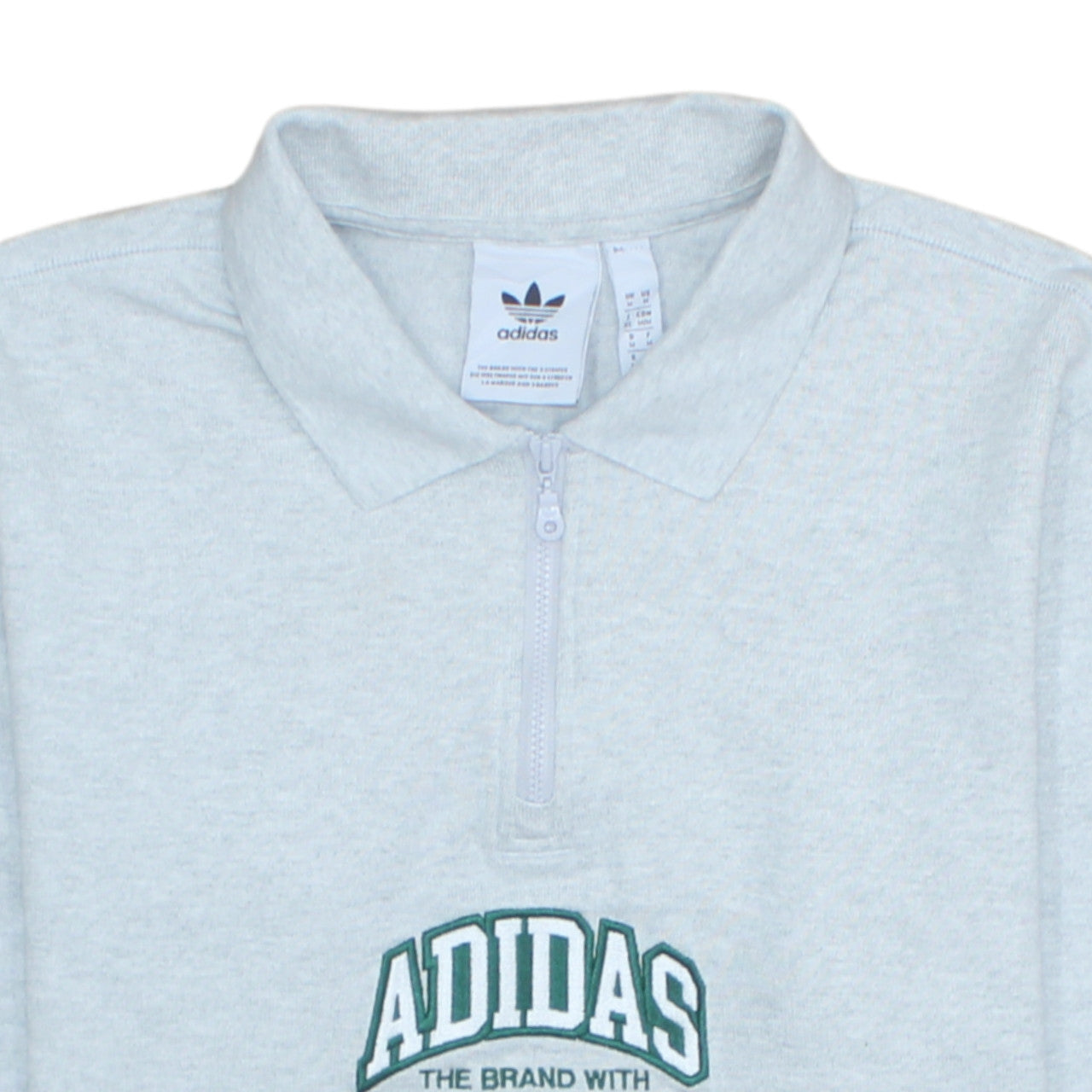 Adidas Men Grey 1/4 Zip Collared Sweatshirt Medium Embroidered Logo