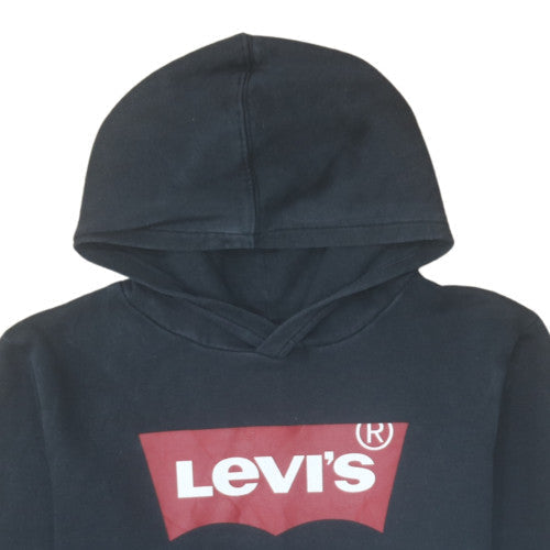 Levi's Boys Black Pullover Fleece Hoodie 16 Years Logo Print Casual Sweatshirt