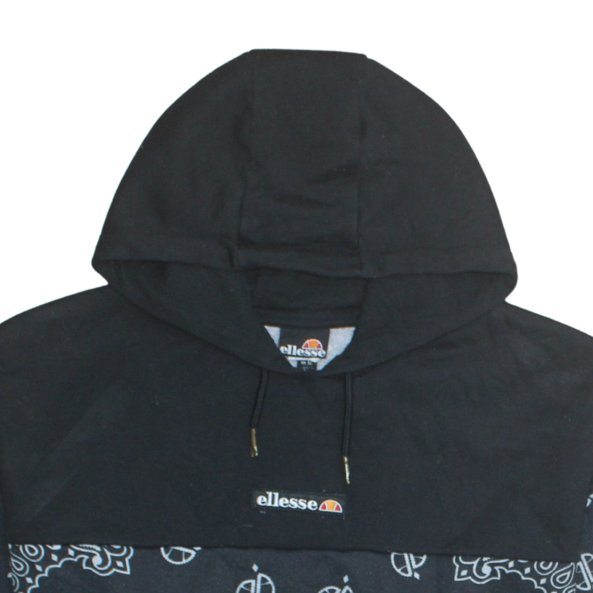 Ellesse Womens Black Paisley Pullover Hoodie Size 12 Polyester
