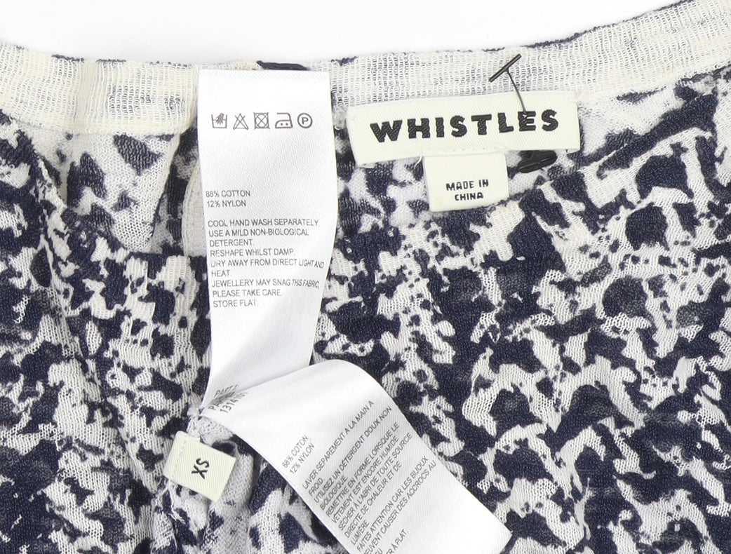 Whistles Womens Blue White XS Lightweight Cotton Knit Jumper