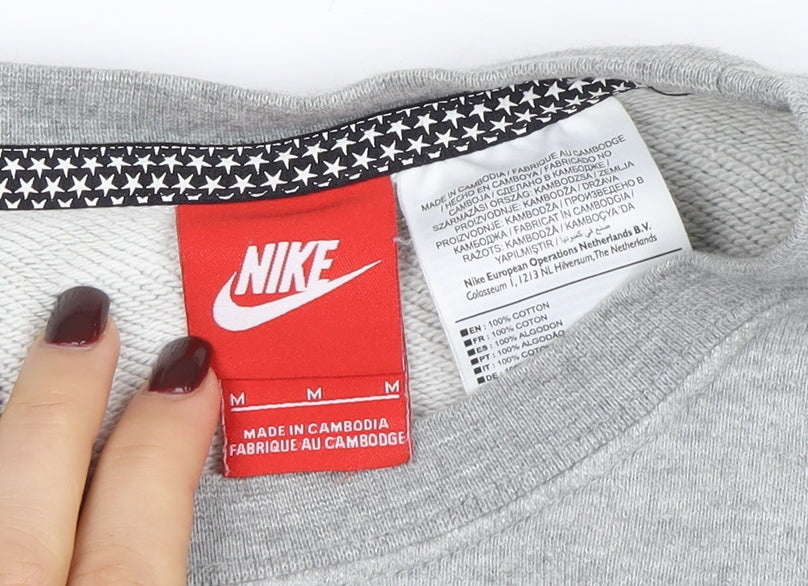 Nike Men’s Grey Graphic Sweatshirt M Pullover Long Sleeve