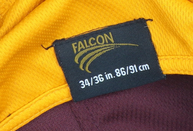 Falcon Men's Maroon and Gold Long Sleeve Polo Shirt Size S