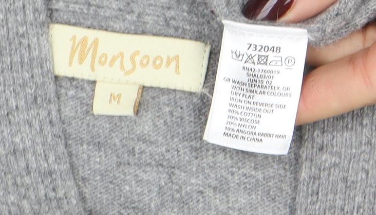 Monsoon Women’s Grey Knit V-Neck Sweater Dress Size M