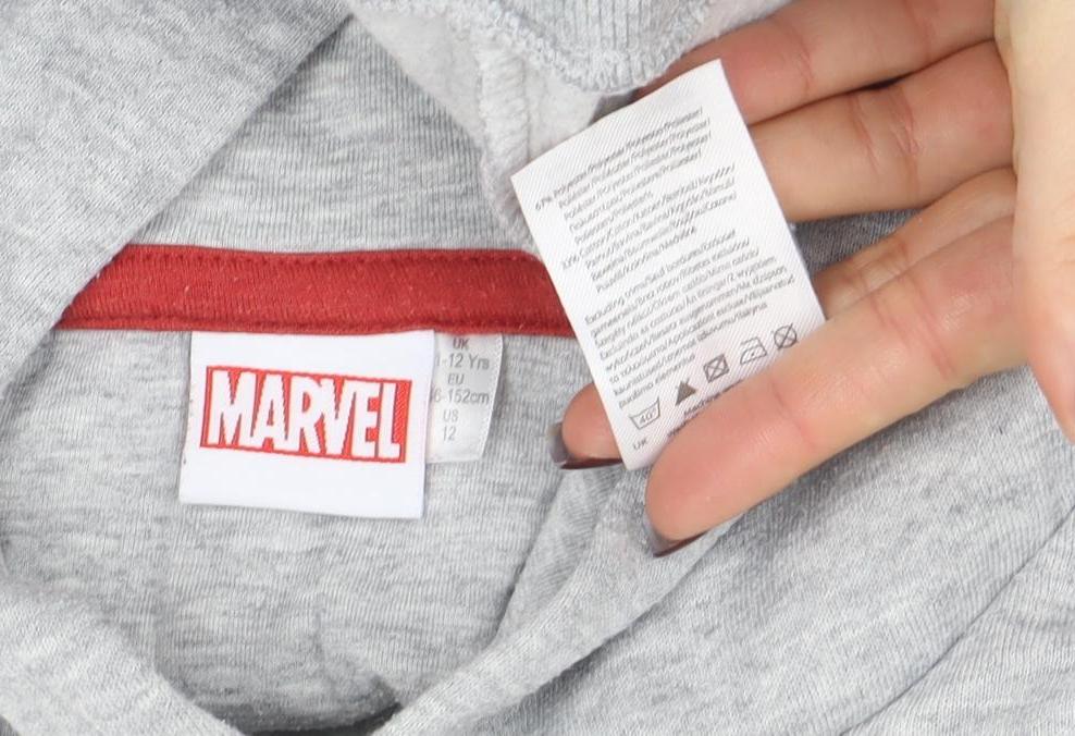 Marvel Boys Grey Pullover Hoodie 11-12 Years Avengers Graphic Print