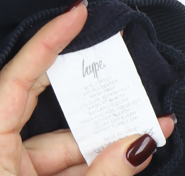 Hype Boys Black Pullover Hoodie 11-12 Years Cotton Blend Casual