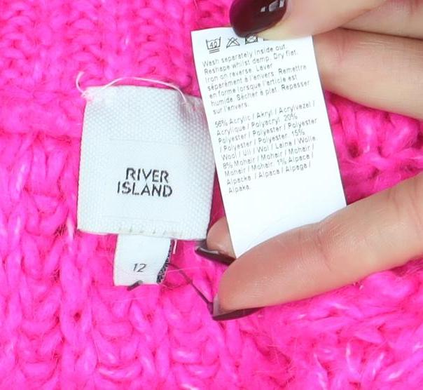 River Island Women’s Pink Open-Knit Boat Neck Jumper Size 12