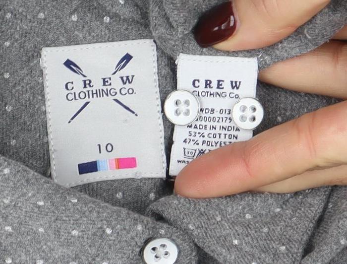 Crew Clothing Co. Womens Grey Polka Dot Button-Up Shirt Size 10