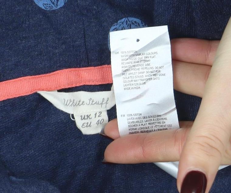 White Stuff Women Blue Roll Neck Jersey Top Size 12