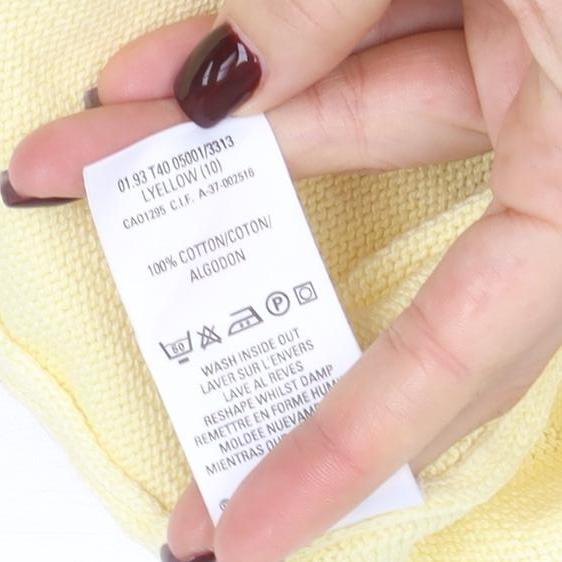 Marks & Spencer Women Yellow Cotton Long Sleeve Tunic Jumper Size 10