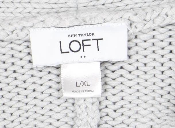 Ann Taylor Loft Women Grey Chunky Knit Open Cardigan XL