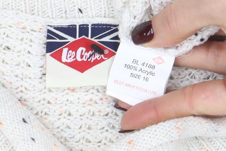 Lee Cooper Women Ivory Size 16 Acrylic Cable-Knit Pullover Jumper