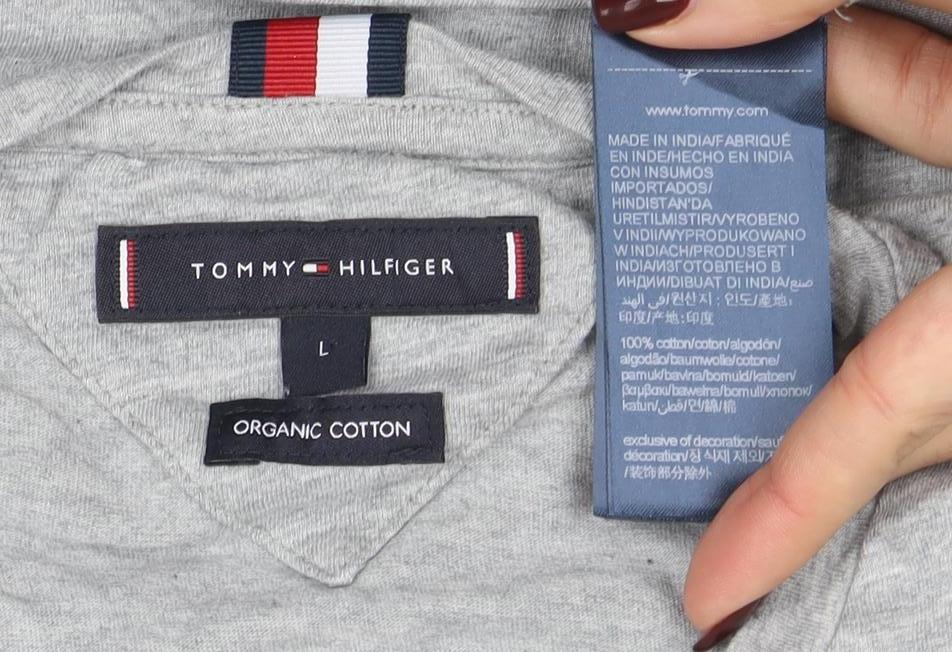 Tommy Hilfiger Men's Grey Organic Cotton Short Sleeve T-Shirt L