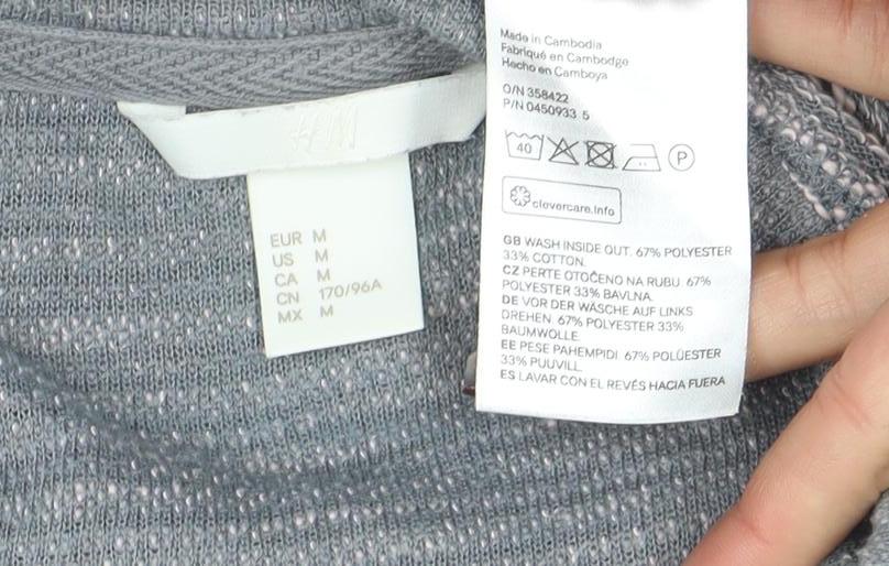 H&M Women’s Grey Striped Knit Pullover Jumper Size 12