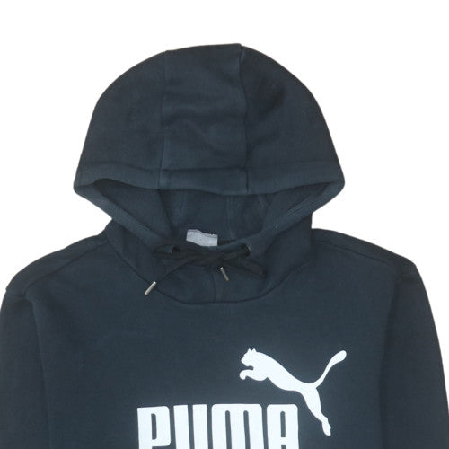 Puma Women's Black Small Pullover Hoodie with Logo Print