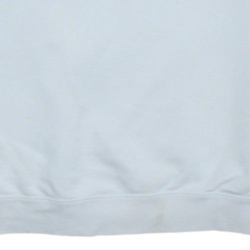 Nike Women White Cotton Crew Neck Sweatshirt L Logo Print