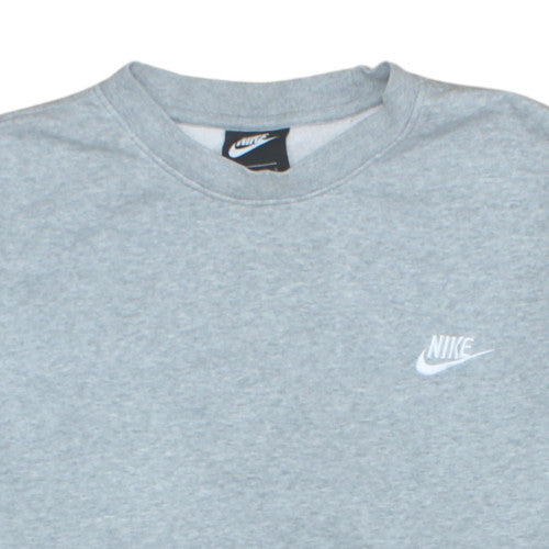 Nike Men's Grey Crew Neck Sweatshirt L Classic Fleece Pullover